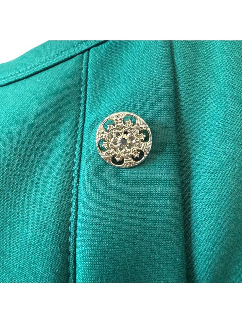 Vtg French Laundry Womens 1X Top Green Layered-Look Buttons White Collar 3/4 - Picture 4 of 15